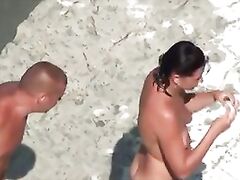 Nude Beach - Mom MMF Threesome on the Shore